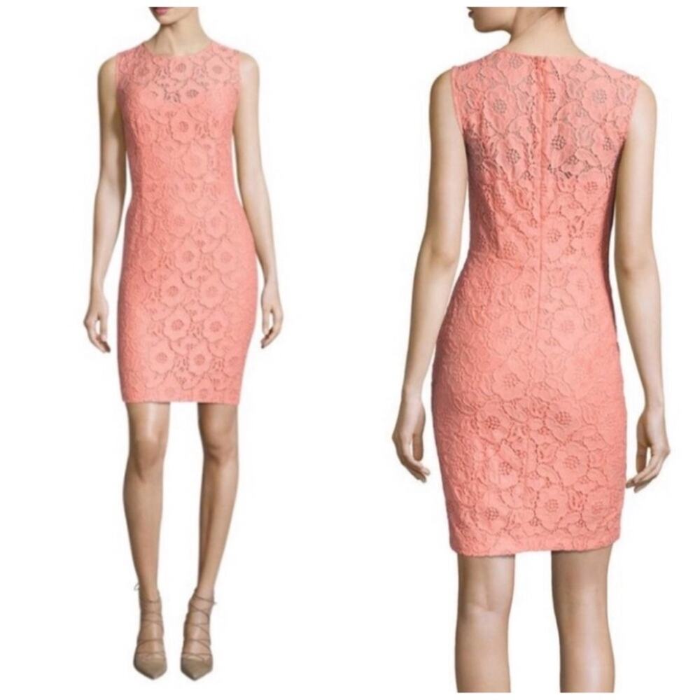 Cynthia Steffe‎ Women's Peach Kennedy Floral Lace Sheath Dress Size 6
